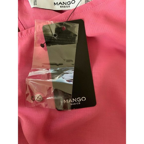 Mango Pink Blouse Chiffon Top Long Sleeves Size 8 - Picture 6 of 6